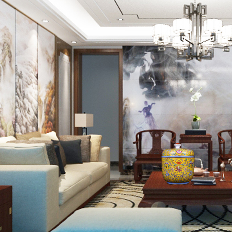 Jingdezhen ceramic household pu - erh tea seal save receives a large new Chinese porcelain decoration storage tank