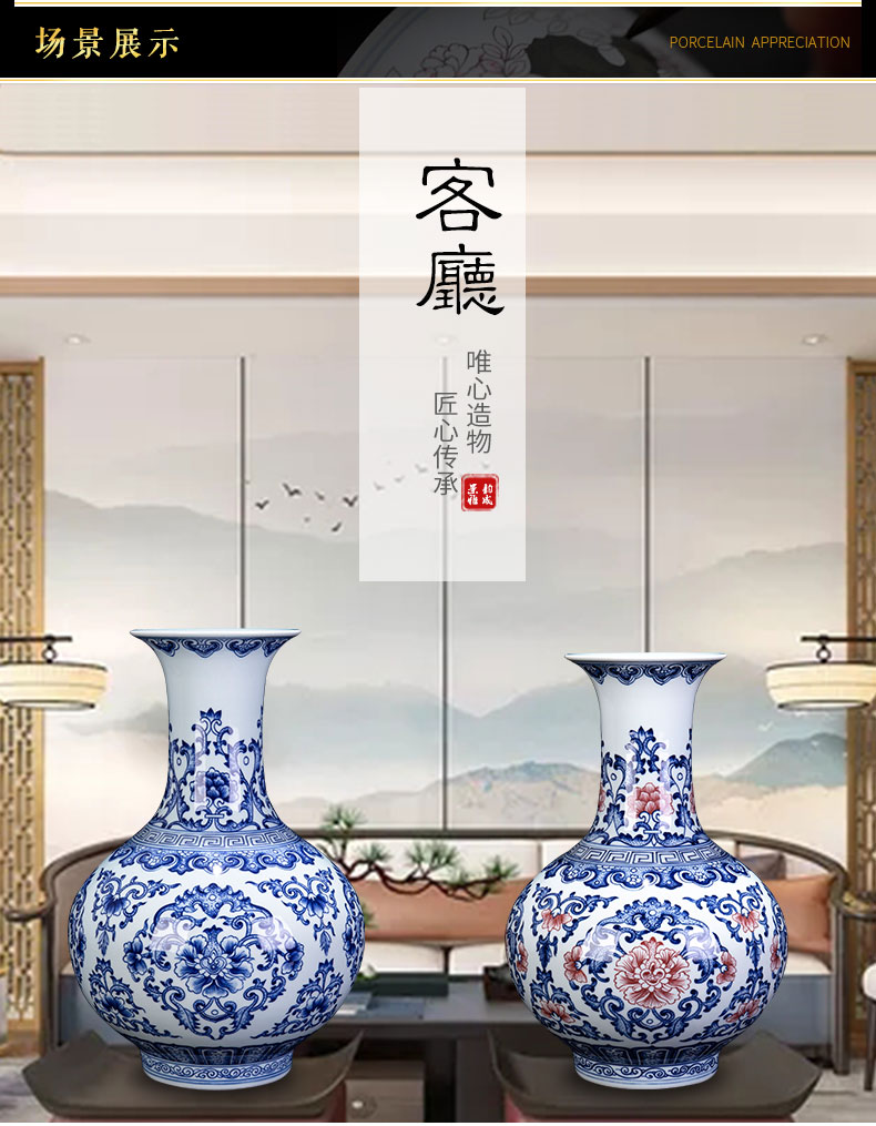 Antique hand - made of blue and white porcelain of jingdezhen ceramics bound branch lotus bottle furnishing articles household act the role ofing is tasted flower arranging, gifts