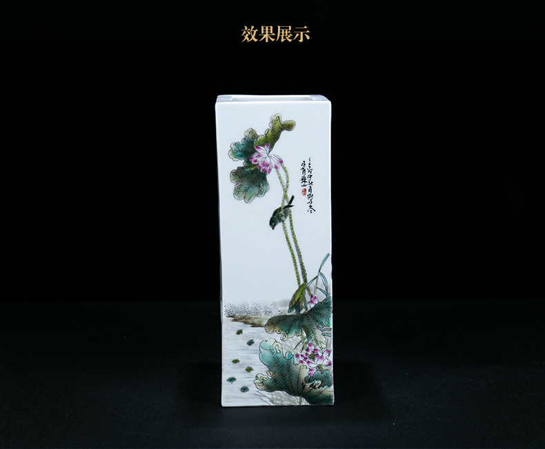 Jingdezhen ceramic manual charactizing a fine spring day square bottle decoration of new Chinese style living room a study vase furnishing articles