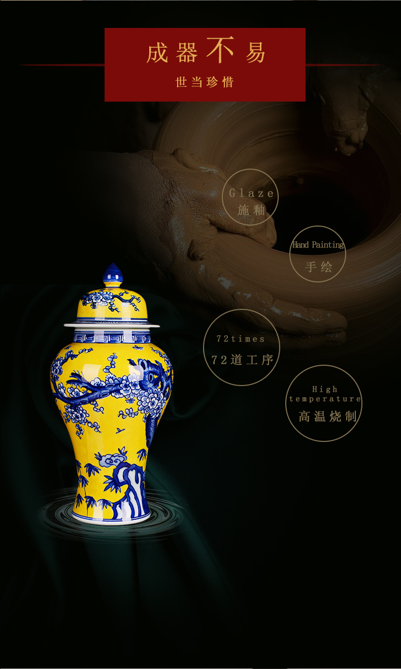 Jingdezhen ceramic vases, furnishing articles, general tank storage jar jar restoring ancient ways is blue and white porcelain antique hand - made of hand