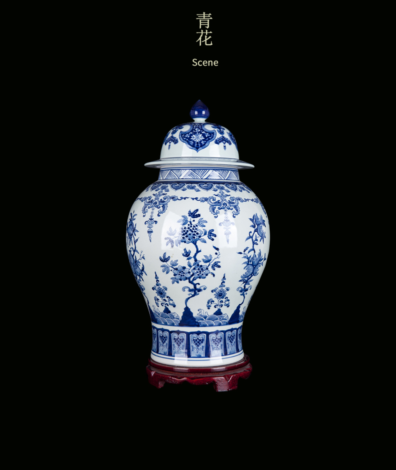 Jingdezhen ceramic general classical fashion tank large vase landed China blue and white porcelain home decoration