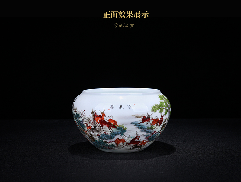 Jingdezhen ceramic sitting room porch the deer statute of writing brush washer of the study of new Chinese style household porcelain decoration arts and crafts