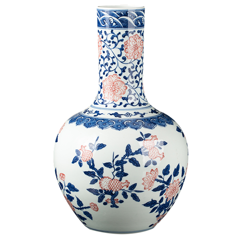 Jingdezhen blue and white ceramics celestial antique porcelain vase sitting room place, household decoration modern TV ark