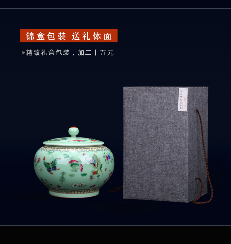 Jingdezhen ceramic hand - made butterfly caddy fixings of new Chinese style household general storage tank sitting room tea snacks