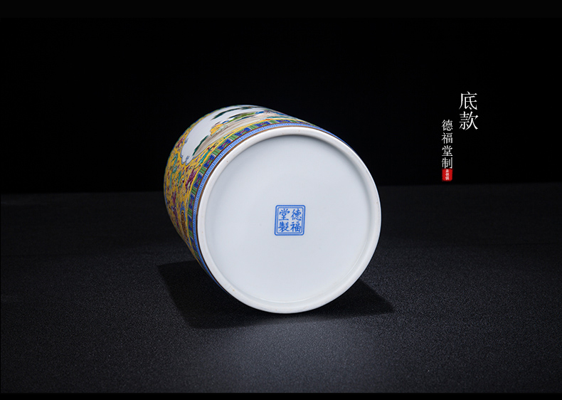 I and contracted jingdezhen ceramics colored enamel caddy fixings home furnishing articles of snacks sitting room tea table storage tank