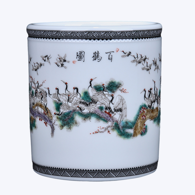 Jingdezhen ceramic new Chinese hand - made best figure pen container crane, porcelain decoration decoration place to live in the living room desk