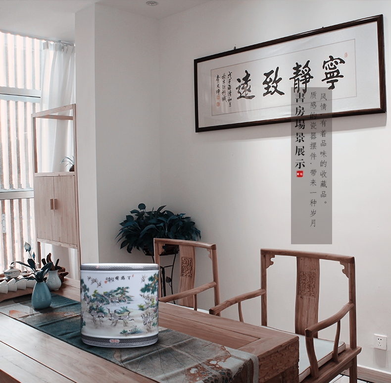 Jingdezhen ceramic I and contracted hand - made the crane figure big brush pot home sitting room porch porcelain decorative furnishing articles