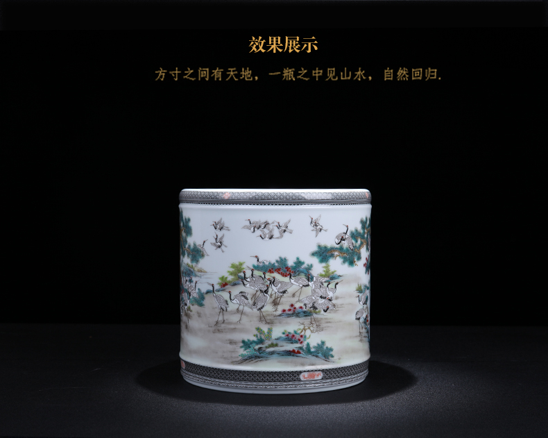 Jingdezhen ceramic I and contracted hand - made the crane figure big brush pot home sitting room porch porcelain decorative furnishing articles