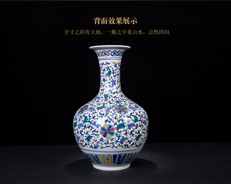 Jingdezhen ceramic new Chinese style household, sitting room put lotus flower appreciation of blue and white porcelain bottle arranging flowers, vases, decorative furnishing articles