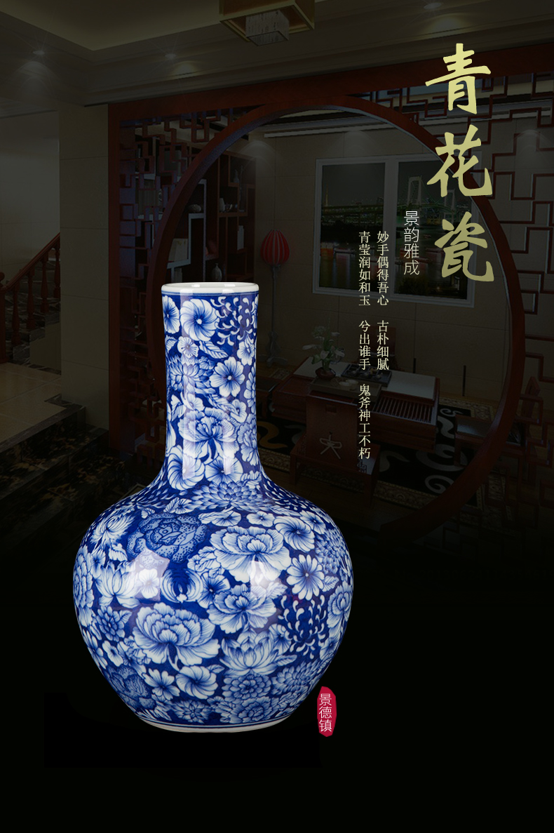 Jingdezhen ceramic tree furnishing articles sitting room home decoration arts and crafts porcelain vase of blue and white porcelain decoration