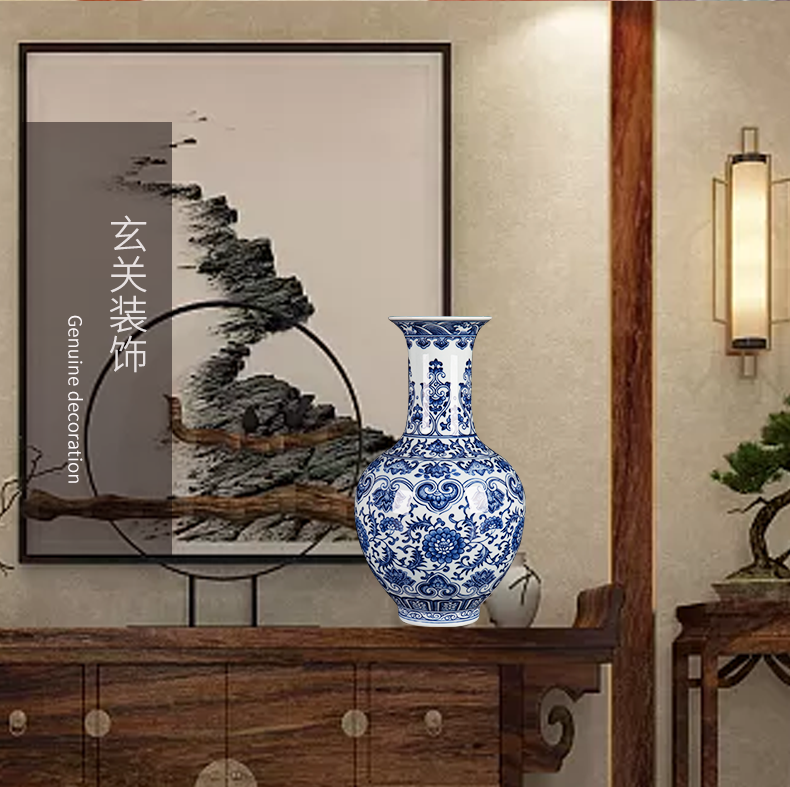 New Chinese style is I sitting room adornment furnishing articles of blue and white porcelain of jingdezhen ceramic contracted household flower vase