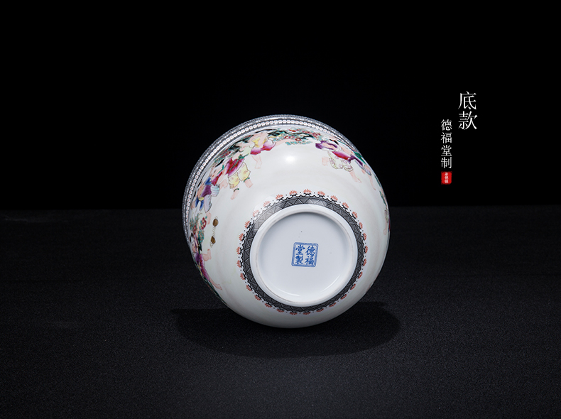 Jingdezhen ceramic new Chinese hand - made tong qu figure lotus seed cylinder decorative furnishing articles rich ancient frame sitting room decoration porcelain