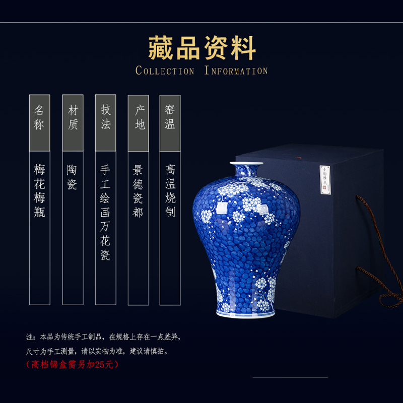 The New Chinese blue and white porcelain of jingdezhen ceramic bottle name plum name plum home vase sitting room adornment porcelain furnishing articles
