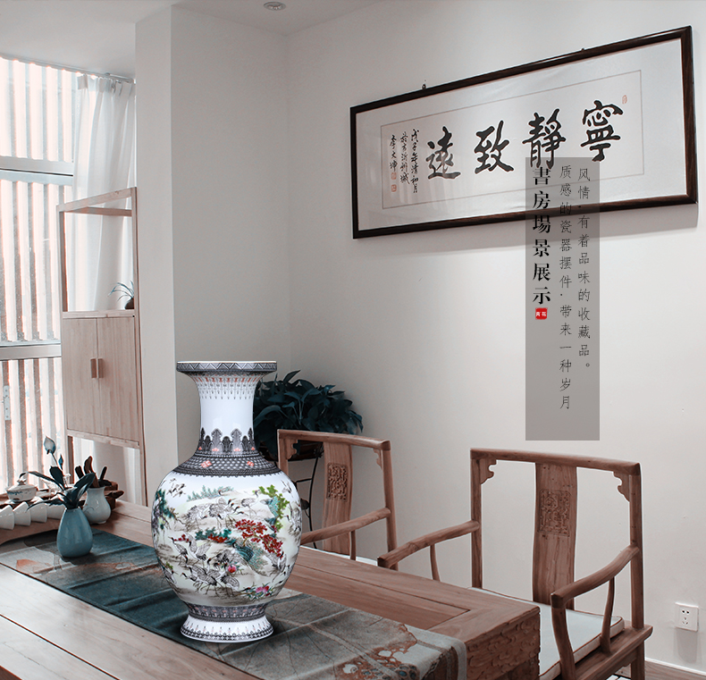 Jingdezhen ceramic hand - made the crane figure apple bottle of flower vase furnishing articles home porcelain sitting room adornment