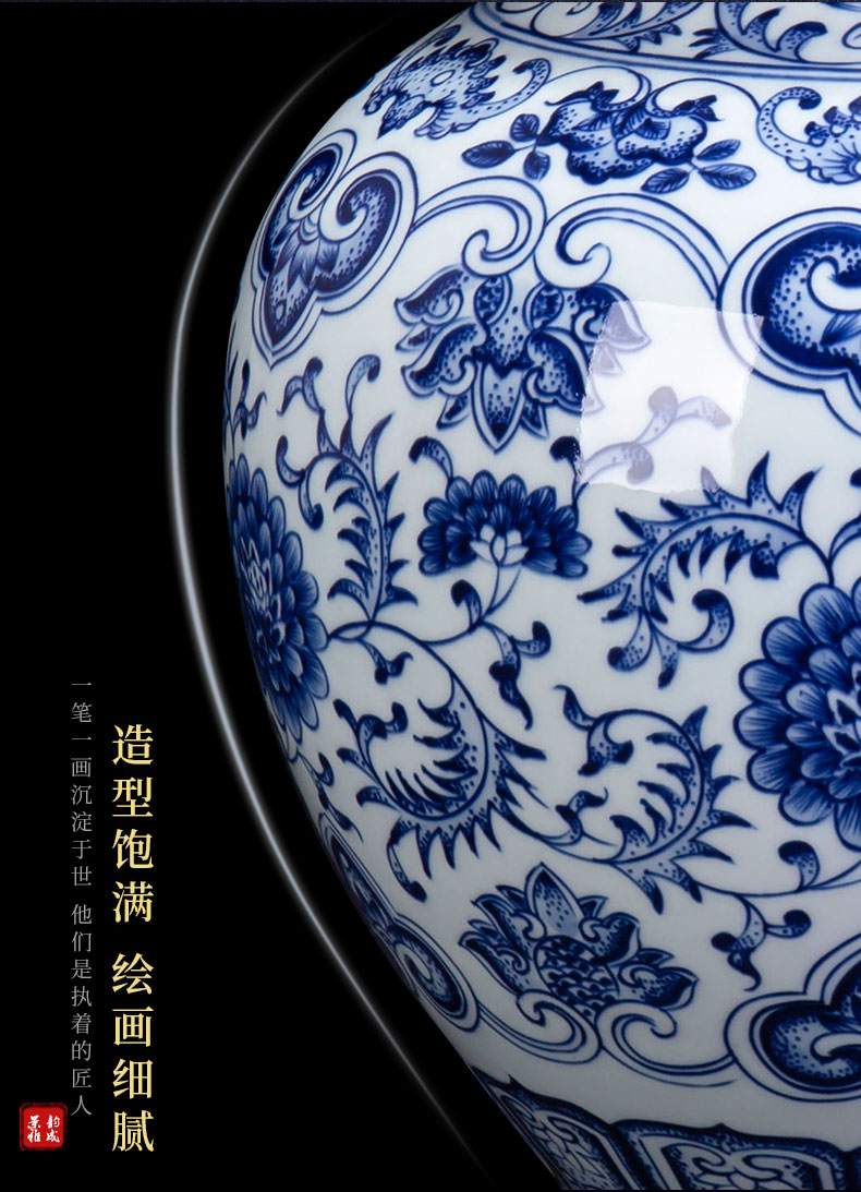 New Chinese style is I sitting room adornment furnishing articles of blue and white porcelain of jingdezhen ceramic contracted household flower vase