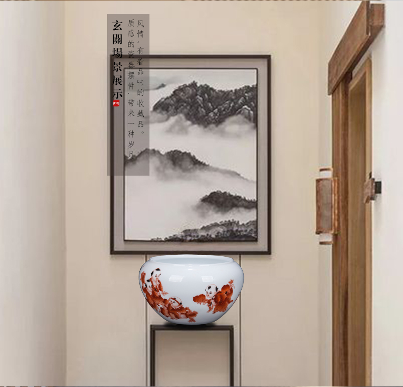 Jingdezhen ceramic I and contracted hand - made baby play figure sitting room rich ancient frame desk writing brush washer from household decorative furnishing articles