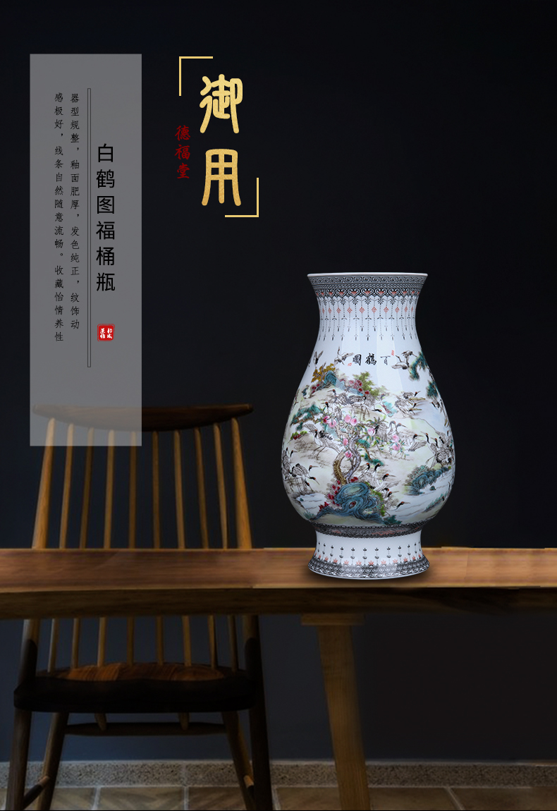 Jingdezhen ceramic hand - made the crane figure blessing barrels decorative furnishing articles home sitting room flower arranging, China arts and crafts