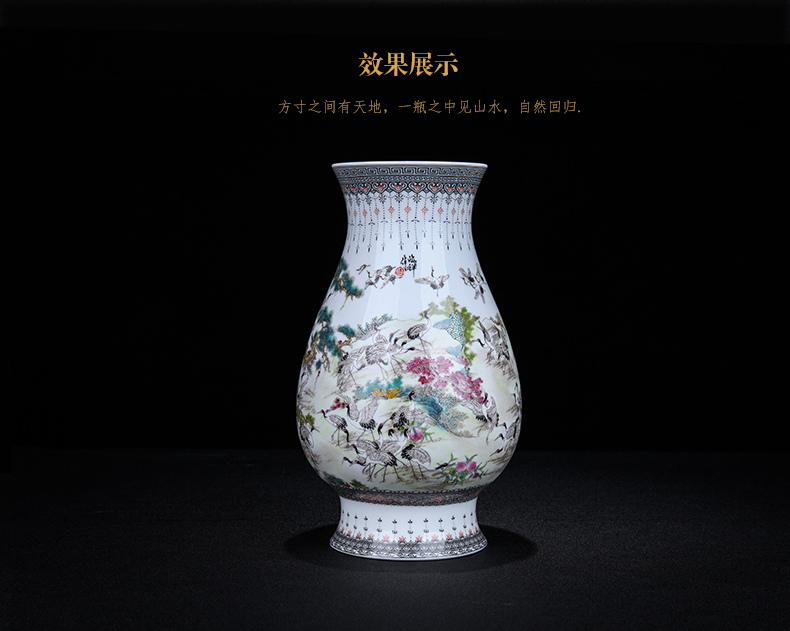 Jingdezhen ceramic hand - made the crane figure blessing barrels decorative furnishing articles home sitting room flower arranging, China arts and crafts