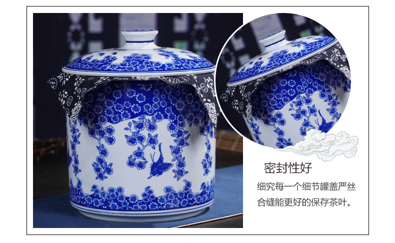 Jingdezhen ceramics pu 'er tea pot tea tea cake box domestic large - sized ceramic tea seal pot