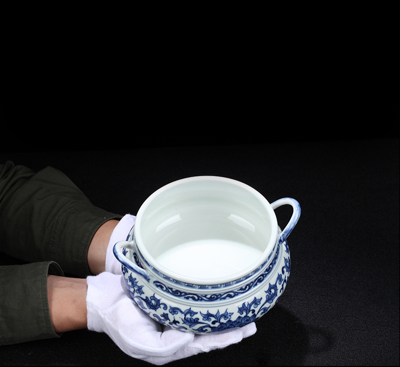 Blue and white porcelain of jingdezhen ceramics bound branch lotus home sitting room bedroom xiang xiang furnace decorated handicraft furnishing articles