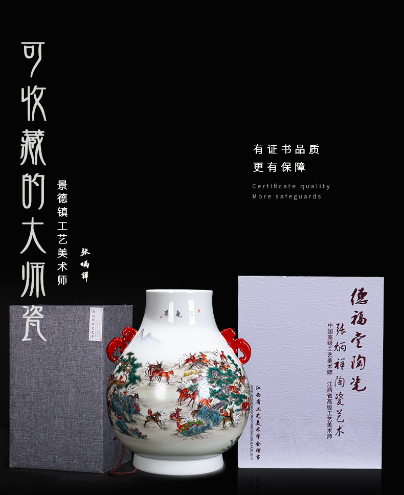 Jingdezhen ceramic hand - made the deer statute of vase decoration of the new Chinese style furnishing articles sitting room ark, flower arranging porcelain decoration