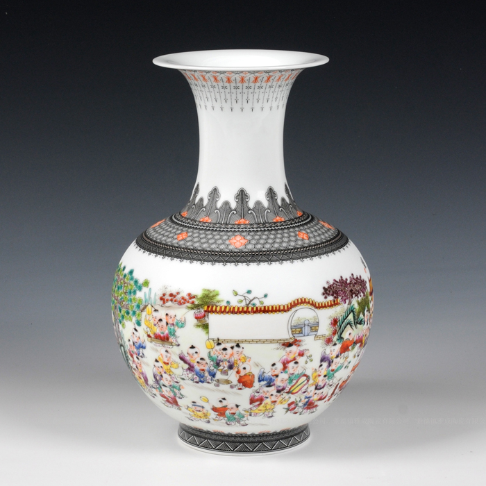 Jingdezhen ceramic vase hand - made pastel the ancient philosophers figure vase modern Chinese style style living room decoration arts and crafts