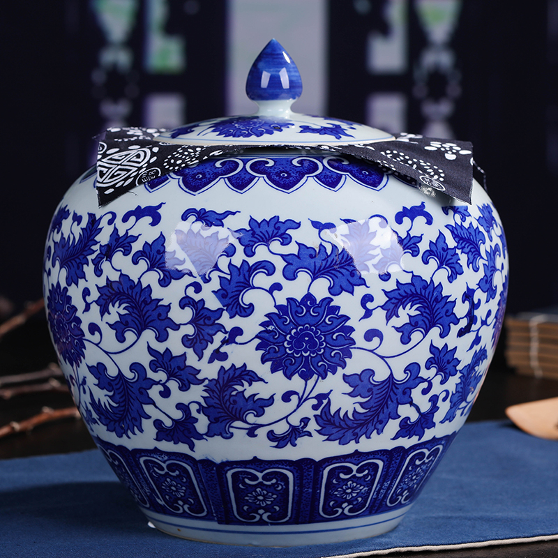 Jingdezhen ceramic moistureproof caddy fixings retro puer tea canister to seal large creative general manual