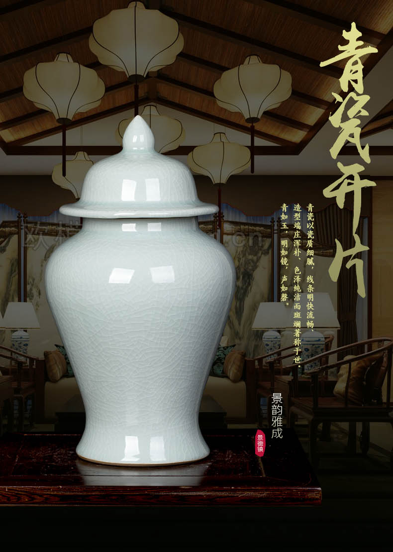 Jingdezhen ceramic crack glaze vase general household adornment furnishing articles of Chinese style living room porch craft porcelain