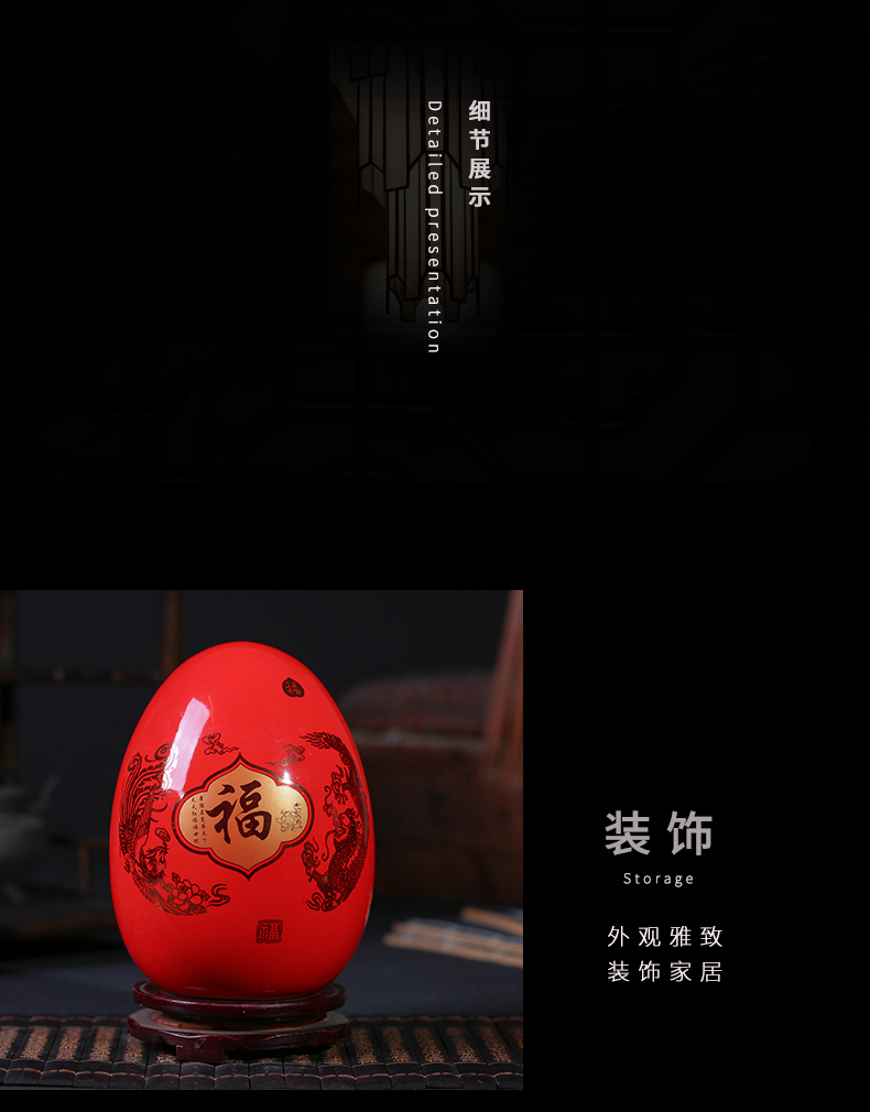 Jingdezhen ceramic rich red wine rack egg ornament act the role ofing is tasted furnishing articles of handicraft feng shui creative living room