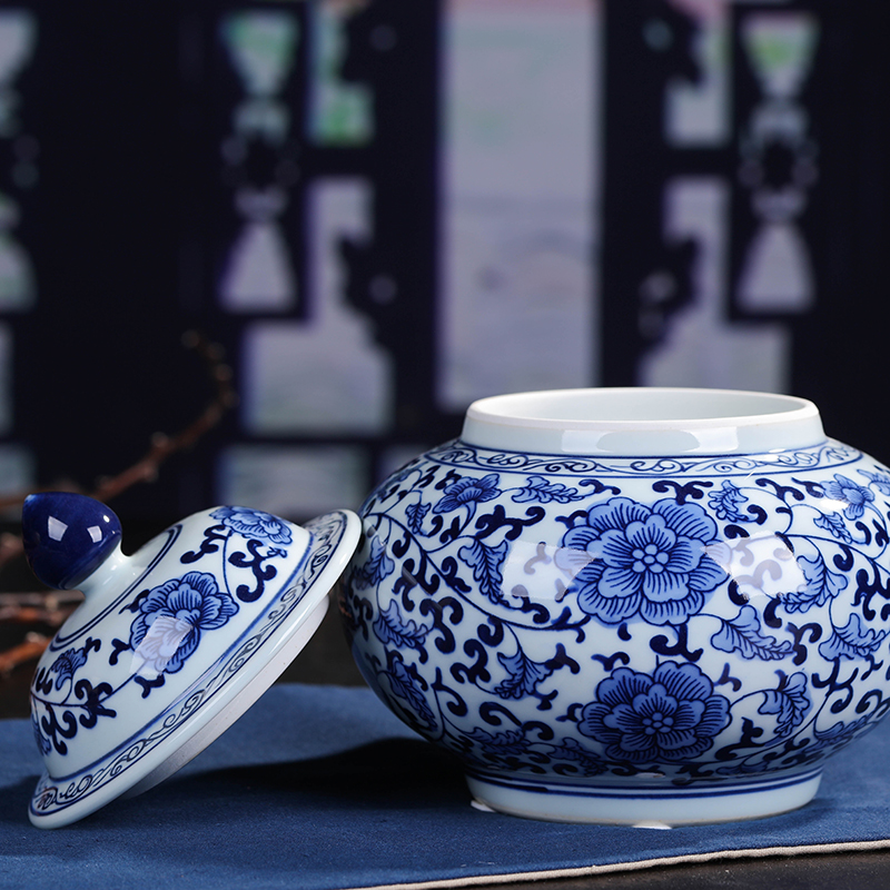 A kilo of jingdezhen ceramics moistureproof caddy fixings retro puer tea canister to seal A large originality