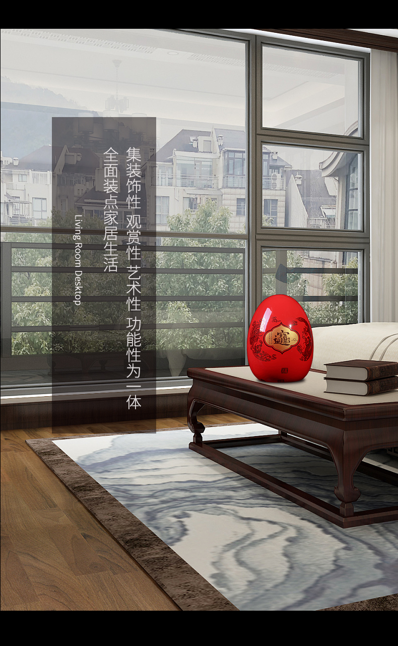 Jingdezhen ceramic vases, dinosaur dense eggs red vase continental vases new Chinese porcelain vase large living room