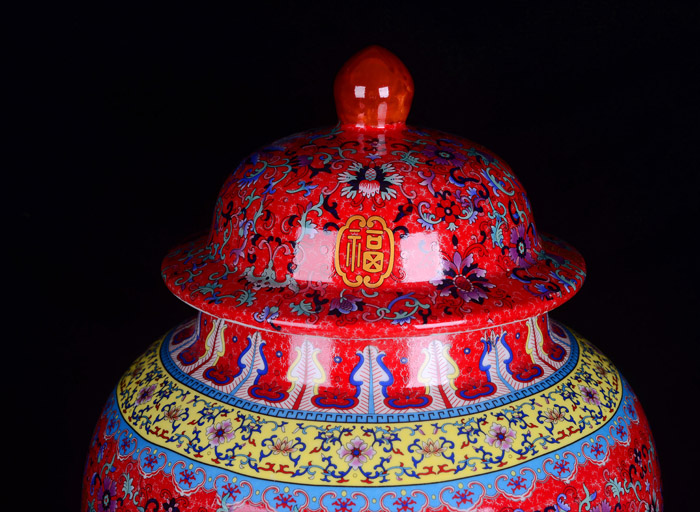Jingdezhen ceramic vase vase the general pot of large western European large sitting room red clay furnishing articles