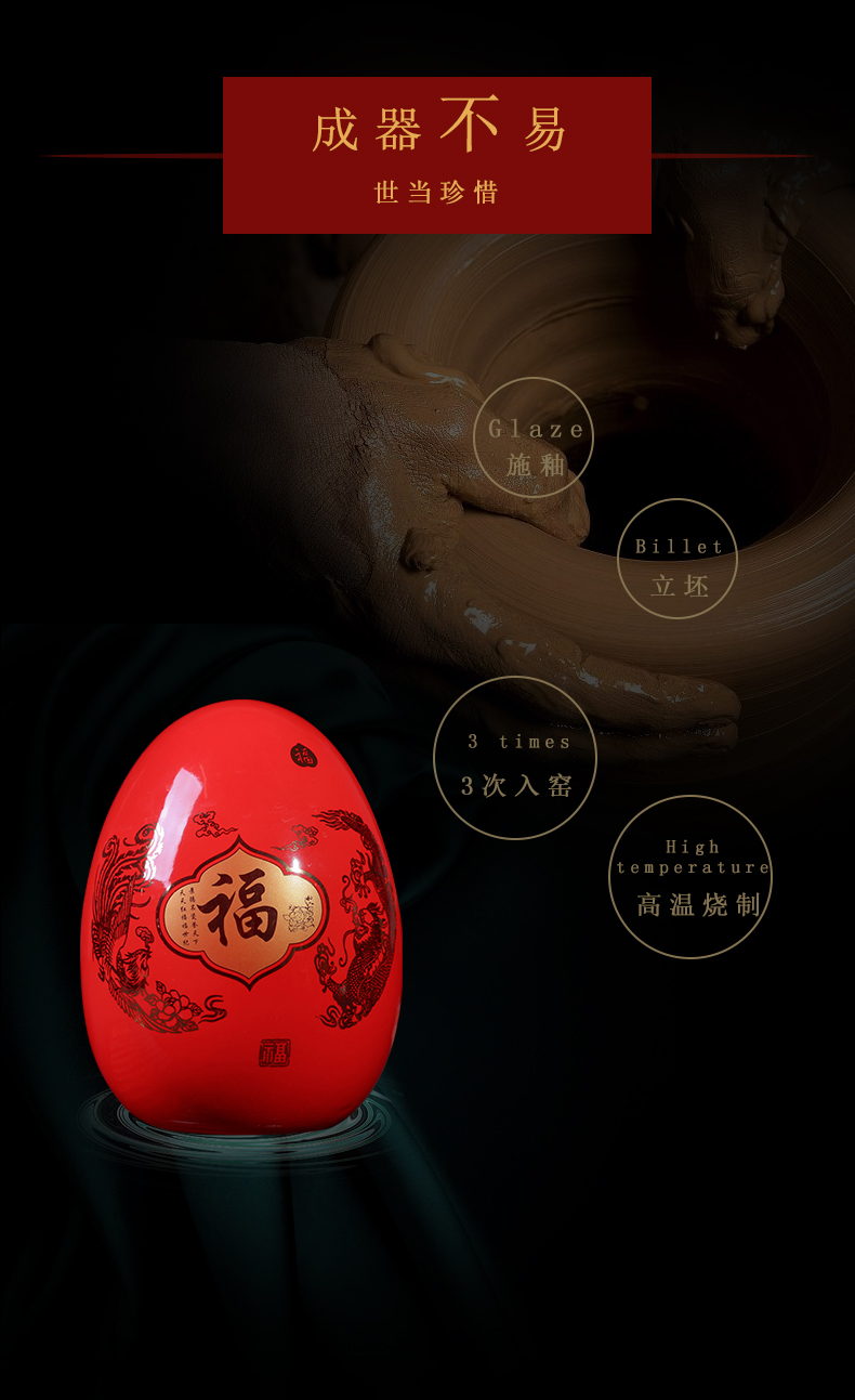 Jingdezhen ceramic rich red wine rack egg ornament act the role ofing is tasted furnishing articles of handicraft feng shui creative living room