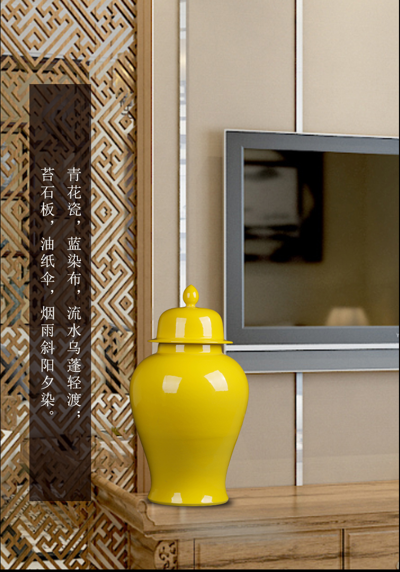 Jingdezhen ceramic yellow general tank furnishing articles furnishing articles act the role ofing is tasted household bedroom creative Chinese arts and crafts