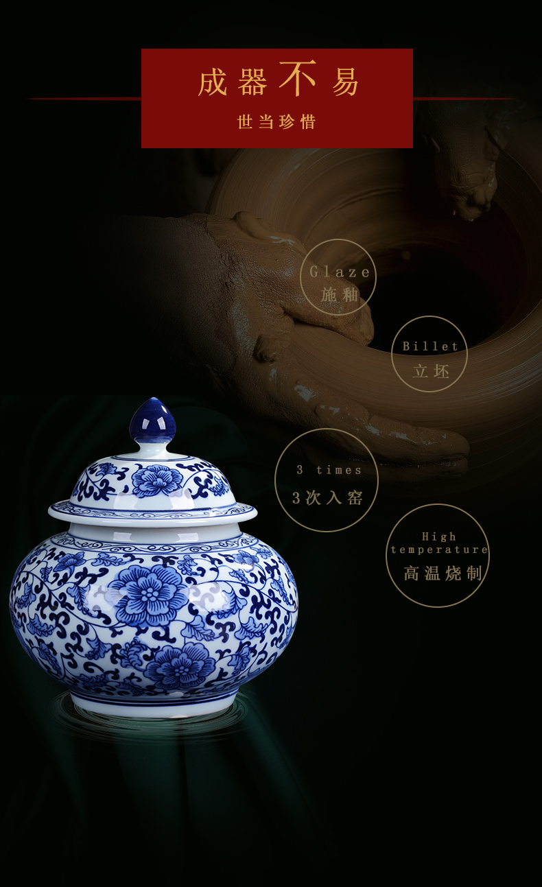 Jingdezhen ceramic POTS sub storage tank is small household caddy fixings meters can receive porcelain jar with cover