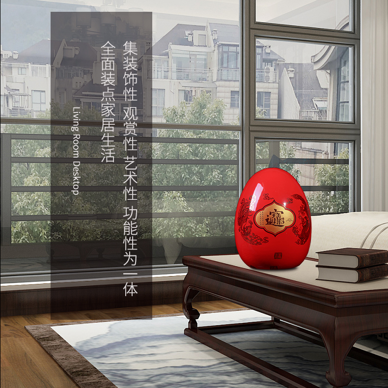 Jingdezhen ceramic rich red wine rack egg ornament act the role ofing is tasted furnishing articles of handicraft feng shui creative living room