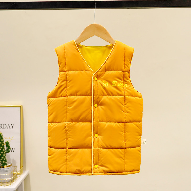 Children's vest vest autumn and winter 2021 new style plus velvet thick inner bladder outer wear waistcoat Western style men's vest girls cotton vest