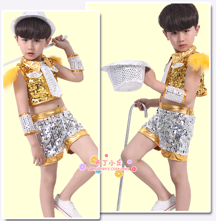 Ngày thiếu nhi Trang phục cho trẻ em Trang phục biểu diễn vũ điệu Jazz Trang phục nam và nữ mẫu giáo Bảo vệ môi trường - Trang phục váy múa alibaba cho bé