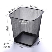 Black thick waste paper trash bin anti-embroidered wire mesh office home large iron net paper basket flower flower basket high