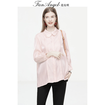 Maternity base shirt doll collar sweet style spring and autumn 2024 new maternity wear long-sleeved shirt top spring