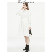 Pregnant Woman Spring Dress White Shirt Dress Dress Pure Cotton Korean Version Loose Pregnant Woman Springtime Sweet Beauty Hymn Dress Medium Long