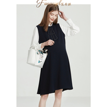 Pregnancy Woman Dress Spring Autumn Money for work Career dress Dress Commuter Easy to Pregnant Woman Spring Dress for Long Dress Mid Length
