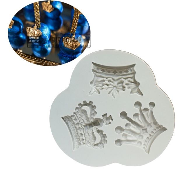 Ba vương miện khuôn silicone khuôn fondant fondant sô cô la thủ công tự làm silicone mềm epoxy rắn vương miện khuôn bánh khọt