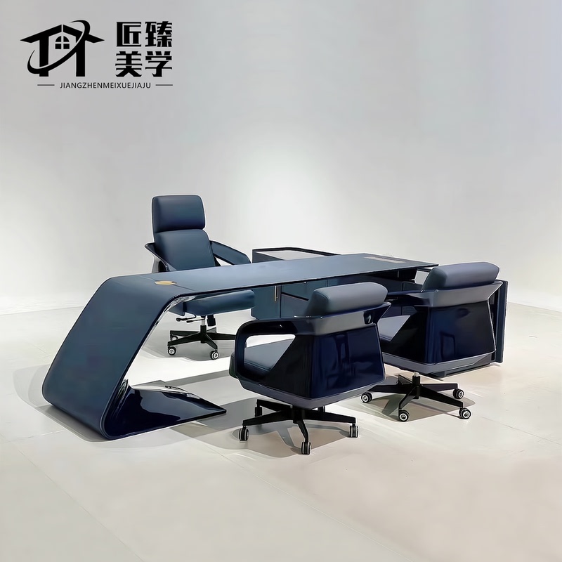 Italian Modern Bugatti Desk Light Luxury Corner Ceo Solid Wood Desk Luxury Design High-End Office Furniture