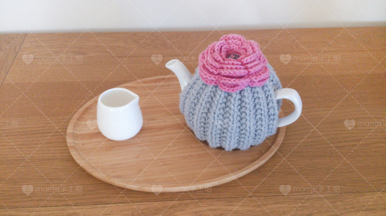 Finished mama handmade house wool Japanese large flower teapot thermos cup set wool knitted coffee pot set