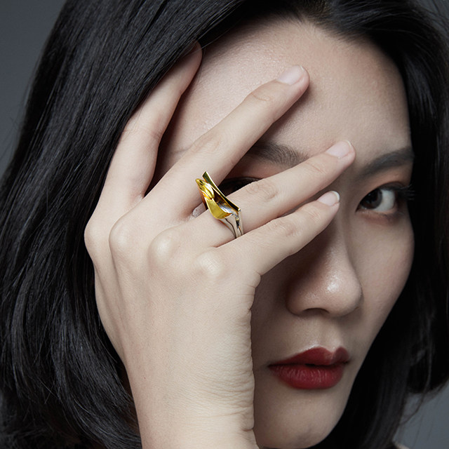 JLInN's new silver ornaments orchid petals niche artist star with the same index finger ring Zhang Jilin designer simple