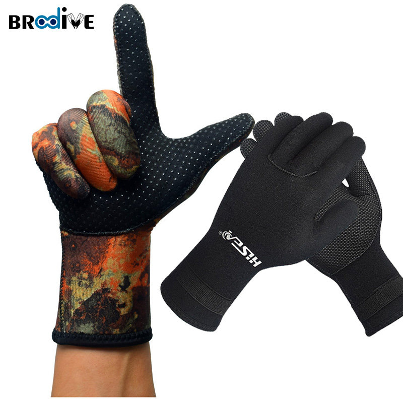 Dive gloves wear-resistant gloves deep dive fishing and hunting gloves thickened 3mm cut fish to keep warm and slip gloves