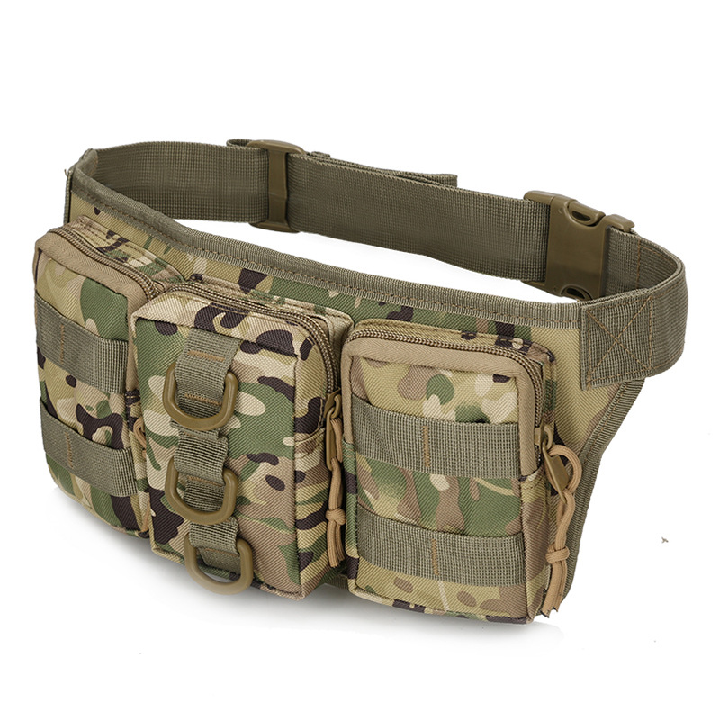 Triple small fanny pack Military tactical camouflage US military fanny pack Outdoor waterproof mountaineering cycling sports bag Mobile phone fanny pack