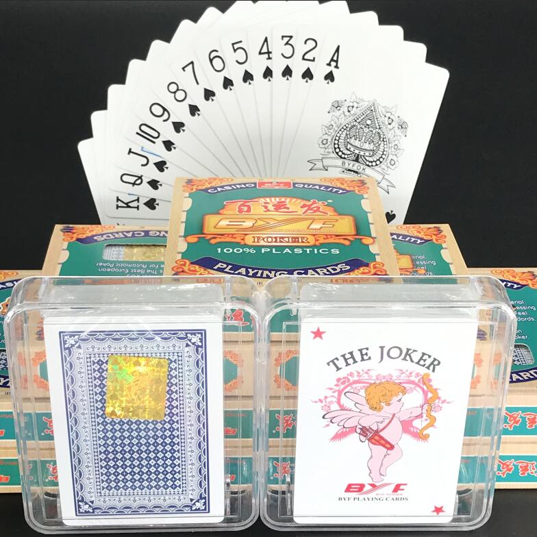 Northeast 100 shipping BYF BEE PLASTIC POKER 54 BRIDGE Narrow Double-sided Frosted White Edge Waterproof National Universal-Taobao