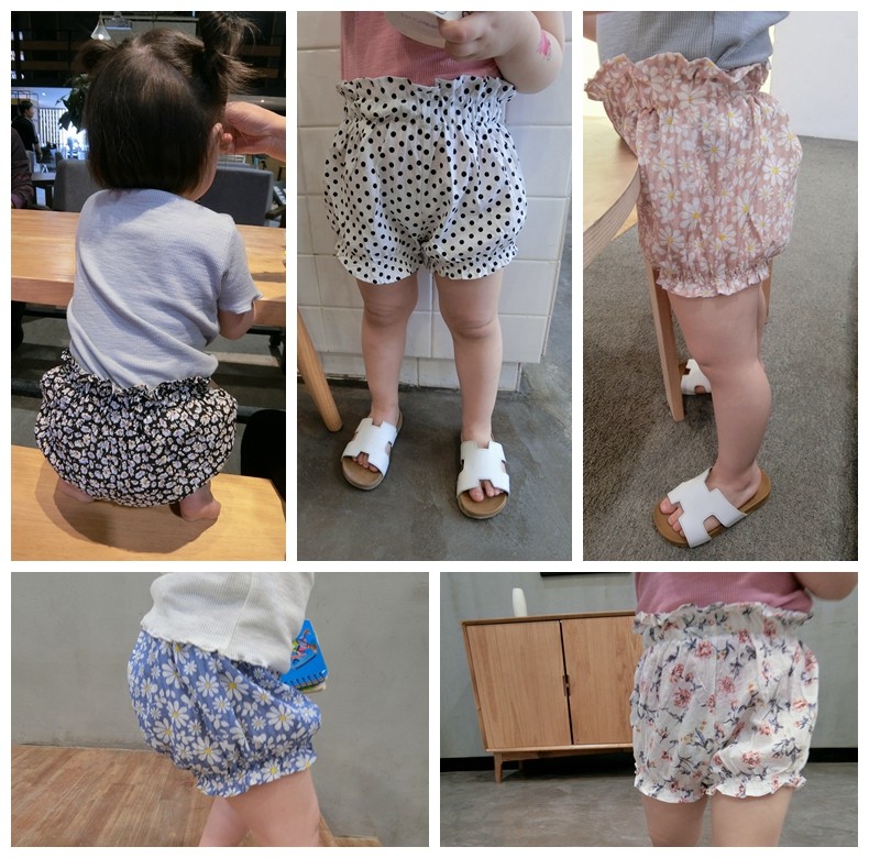Female Baby Bread Pants Large PP Pants Summer Pure Cotton Floral Pants Children Lace Shorts 0-1-3 Year Old Girl Thin Cotton
